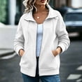 thumbnail image 3 of HappyYEE Women’s Lapel Zip Jacket - Drawstring Long Sleeve Coat Tops with Pockets - Loose Fall Daily Casual Outerwear, 3 of 9