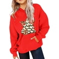 thumbnail image 4 of PMVFHDE Chandails à Capuchon et Chandails pour Filles Chandail Rétro de Noël avec Renne Haut Mignon Col Rond Chandail de Groupe Familial Tenue Preppy Rouge, 8-10 Ans, 4 of 4