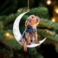 thumbnail image 2 of Colgante de espejo retrovisor de coche, colgante de perro sentado en la Luna, lindo adorno colgante de cachorro de peluche, llavero, decoración de Navidad, 2 of 4