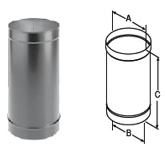 M & amp; G Duravent 8DBK-12 8 Pouces x 12 Pouces Dura-Noir 24-ga Soudé Tuyau de Poêle Noir