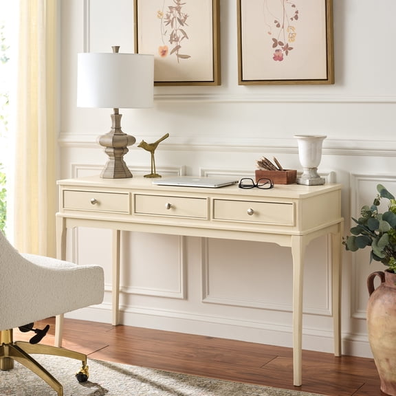 Safaveh Opal 3 Drawer Wood Desk, Distressed White