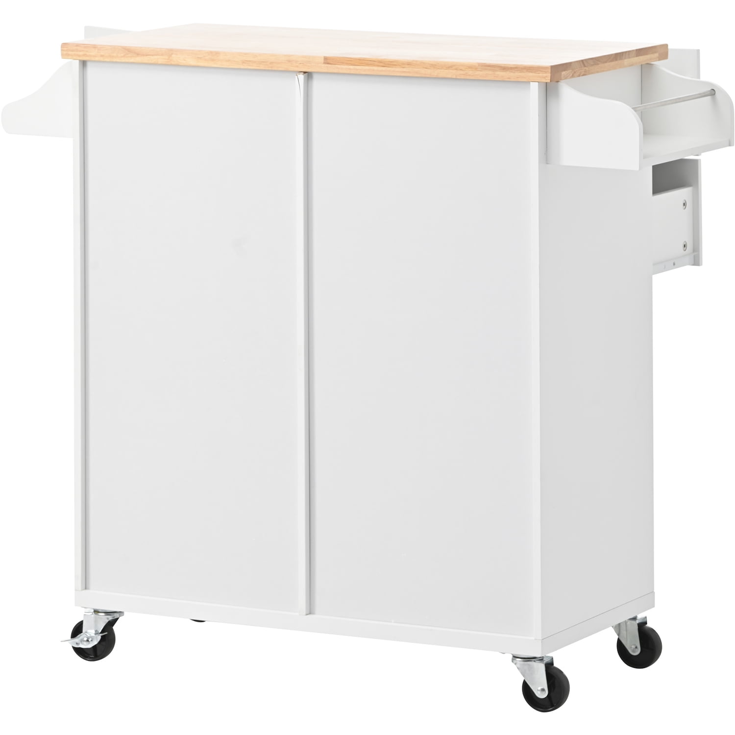 Kepooman Kitchen Cart with Spice Rack, Towel Rack & Two Drawers, Kitchen Island on Wheels for Your Daily Food Preparation, White Kepooman Kitchen Cart with Spice Rack, Towel Rack & Two Drawers, Kitchen Island on Wheels for Your Daily Food Preparation, White