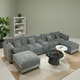 thumbnail image 5 of 144" Cloud Couch,Grey Modular Sectional Sofa,U Shaped Couch with Ottoman, Chenille Fabric,6 Seats with Pillows,Cup holder,sofa set for living room, 5 of 17