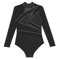 thumbnail image 4 of Jowowha Justaucorps de Danse Ballet à Manches Longues avec Strass pour Filles, Noir 12, 4 of 6
