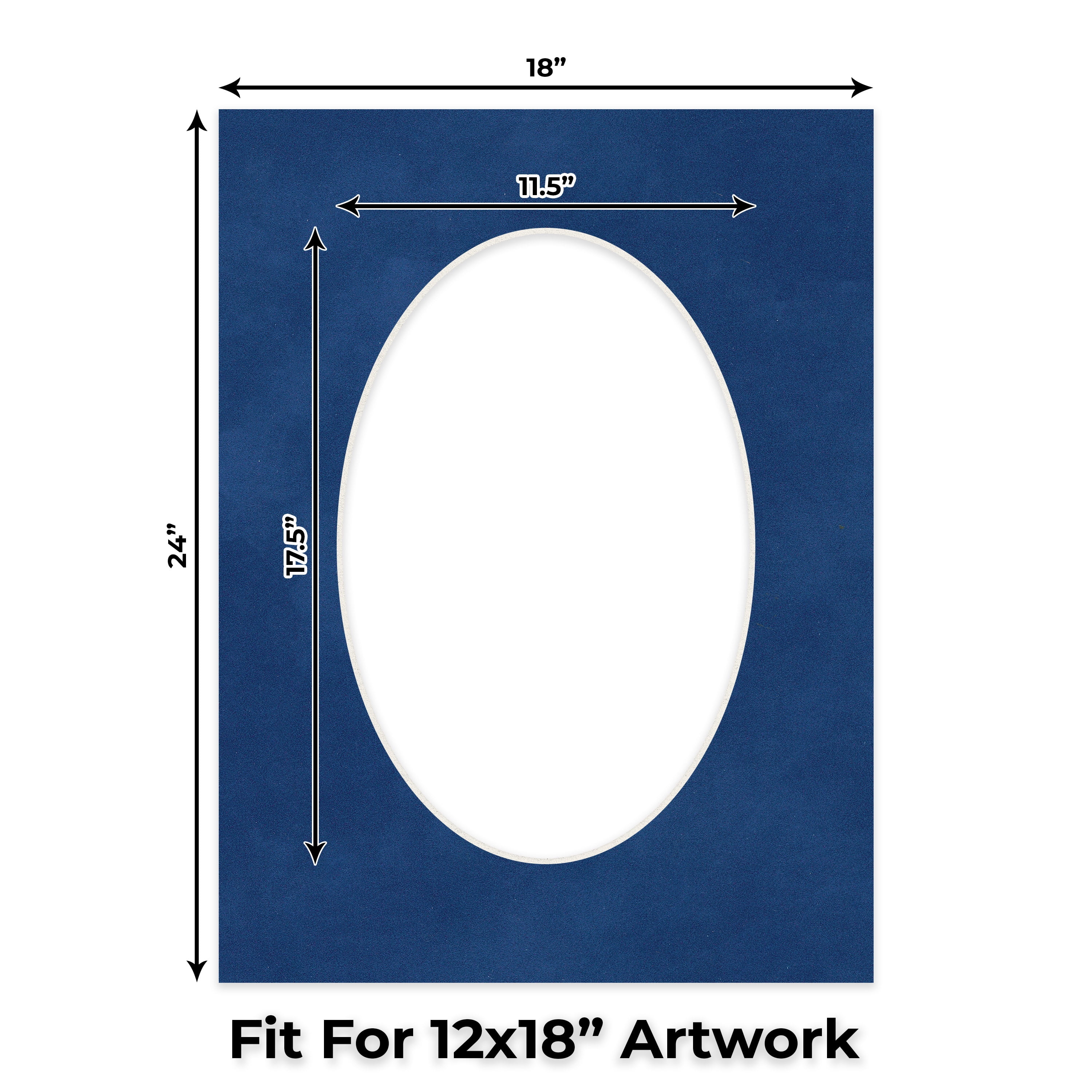 Brooke Blue Suede Picture Frame Mat for 18x24 Frames - Oval Opening for 12x18 Photos - 10 Mats