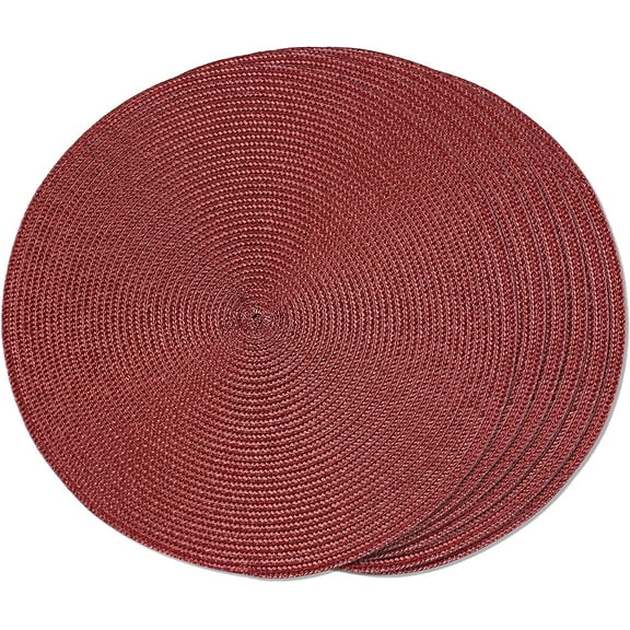 Knubmt Set of 4 Round Placemats Woven Washable Table Mats Heat Resistant Non Slip Circle Place Mats for Dining Table