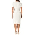 thumbnail image 3 of INSPIRE CHIC Women's Dress Short Sleeve Wear-to-Work Tweed Bodycon Sheath Pencil Dress L White, 3 of 5