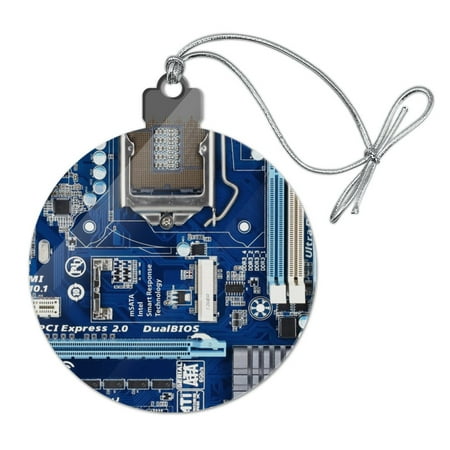 Blue Christmas Holiday Ornaments - Blue Computer Motherboard Processor CPU Acrylic Christmas Tree Holiday Ornament