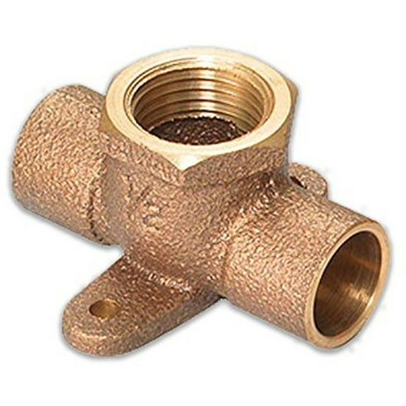 Supply Giant CCCT0012-NL CXCXC Lead Free Cast Brass Reducing Tee Fitting with Drop Ear Tabs and Solder Cups for Copper Pipe, 1/2"