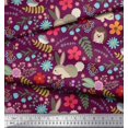 thumbnail image 3 of Soimoi Poly Georgette Fabric Floral,Rabbit & Porcupine Cartoon Printed Craft Fabric by The Yard 42 Inch Wide, 3 of 3
