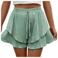 thumbnail image 1 of Krdevn Women's Pleated Wide Leg Shorts Summer Elastic Waist Casual Loose Fit High Waist Shorts Lightweight Breathable Pockets Beach Vacation Stretch,Size L, 1 of 5