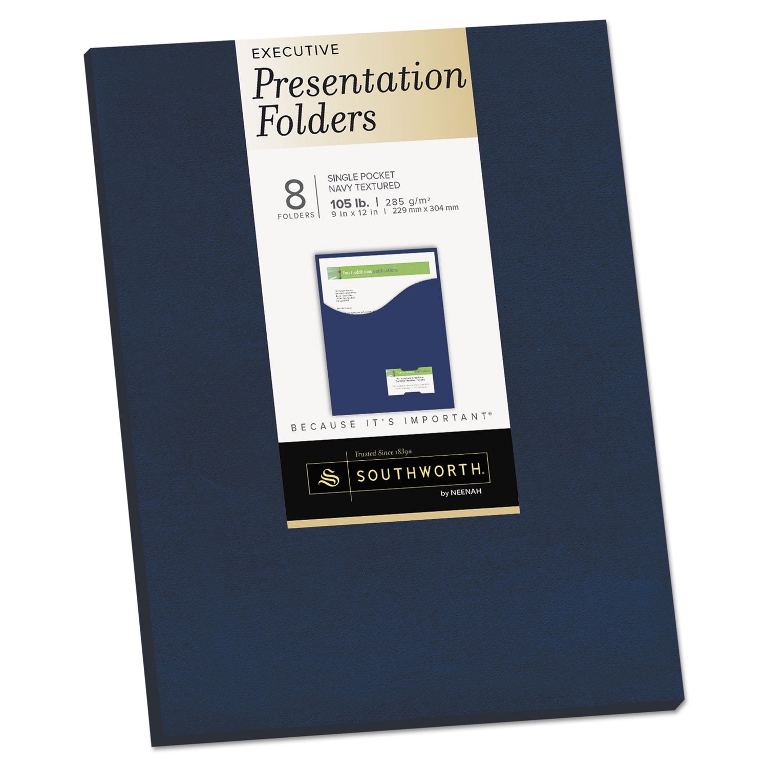 OnePocket Presentation Folders, 8 1/2 x 11, Navy, 8/Pack