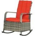 thumbnail image 2 of Spaco PE Rattan Rocking Recliner with Footrest, Rocking Chair for Outdoor as Backyard, Lawn, Garden, Red, 2 of 11