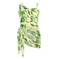 thumbnail image 6 of Whosucclay Green Tropical Leaf Girl's One Piece Swimsuits, Adjustable Strap Padded Girls One Piece Swimsuits Swimwear with Cover Up Skirt for Pool Days, 9-10 Years Old, 6 of 10
