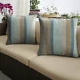thumbnail image 2 of Set of 2 Brown and Blue Stripe Sunbrella Outdoor Pillow 18", 2 of 2