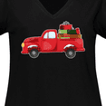 thumbnail image 4 of Inktastic Christmas Red Vintage Truck with Presents Women's Plus Size V-Neck T-Shirt, 4 of 5