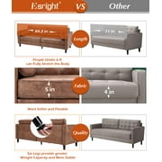 AECOJOY Leather Couch Sofa 84.2 Mid-Century Sectional Sofa 3 Seater Office Sofa on Clearance,Saddle Brown