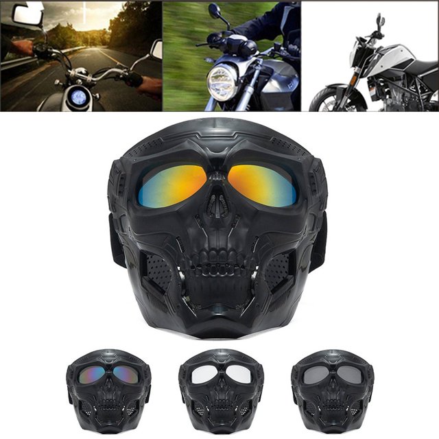 Face Mask Outdoor Riding Windproof Helmet Skull Mask Reinforced Lens Motorcycle Goggles Sports Riding Mask