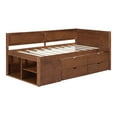 thumbnail image 6 of Harper & Bright Designs Twin Size Daybed with Storage Shelves and Drawers, Wood Corner Captain Beds L-Shaped Headboardfor Boys Girls, Walnut, 6 of 11