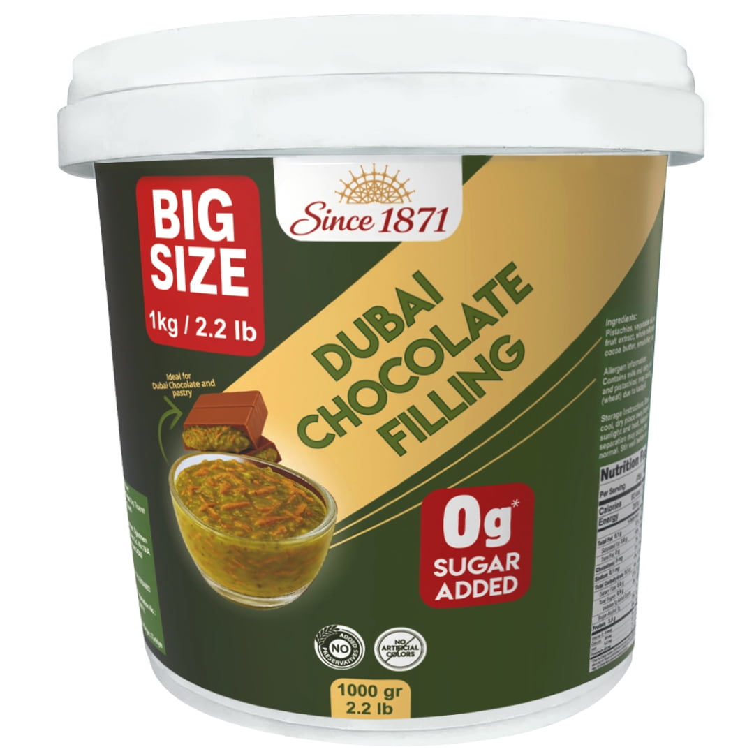 Sugar Free Dubai Chocolate Filling 2.2 lb / 1 Kg, Pistachio Cream with Crispy Kadayif, Middle Eastern Dessert Filling for Cakes, Pastries & Dubai Chocolate, Rich Crunchy Treat