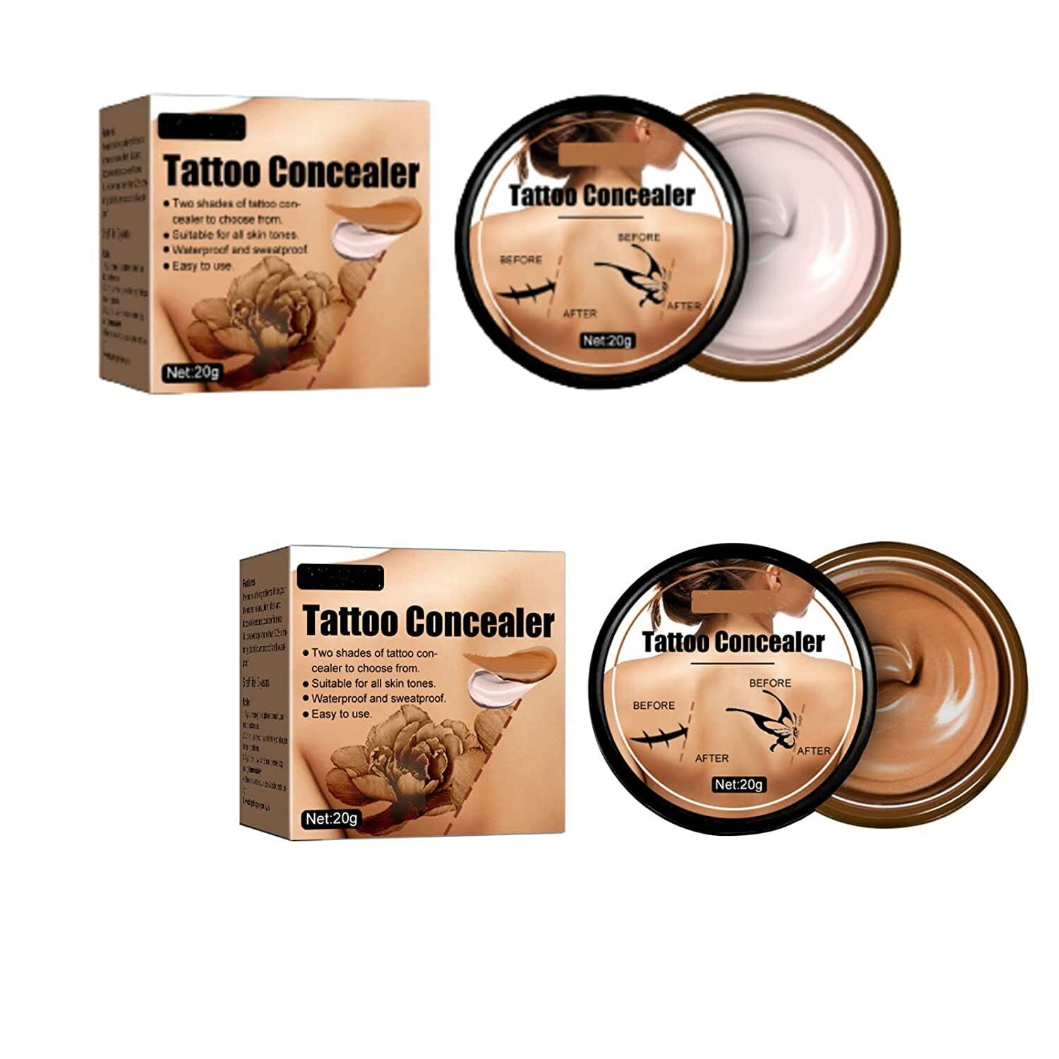 Waterproof Scar Tattoo Concealer,Tattoo Concealer to Cover Tattoo Scar Birthmarks - Skin Scar Dark Spots Birthmark Concealer - Cover Tattoo/Scar - Walmart.com