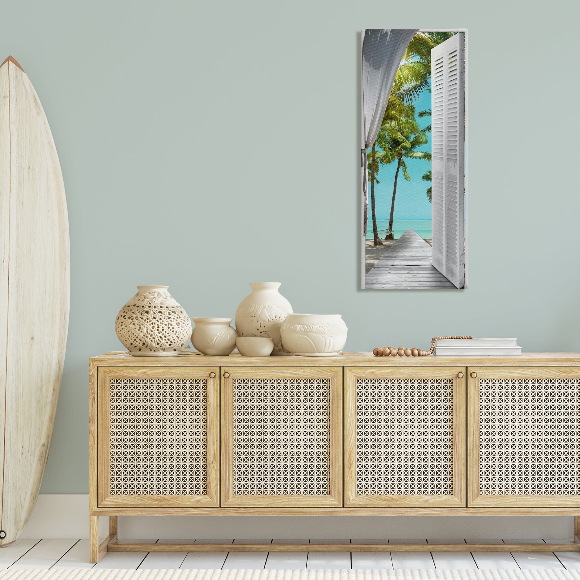 Stupell Industries Tropical Beach Villa View Nautical & Beach Painting Wrapped Canvas Art Print Wall Art, 20 x 48