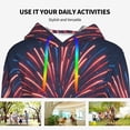 thumbnail image 4 of Lsque Fireworks3 Pattern Casual Women's Hoodie,Hooded Sweatshirt with Kangaroo Pocket,Pullover Hoodie with Eye-catching Drawstrings-X-Large, 4 of 7
