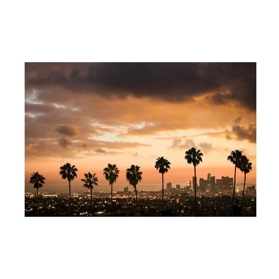 Canvas Wall Art - GS Photo 'Palm Drive Los Angeles' Wall Art for Living Room, Bedroom, or Office Décor by Trademark Fine Art - 19 x 12 Inches