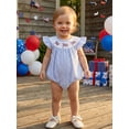 thumbnail image 6 of BemeyourBBs Newborn Baby Girl 4th of July Outfit Patriot Independent Day Clothes Summer Bubble Romper 0 3 6 12 18 Months USA Flag Embroidery Striped Fly Sleeves Bodysuit Jumpsuit Playsuit, 6 of 9