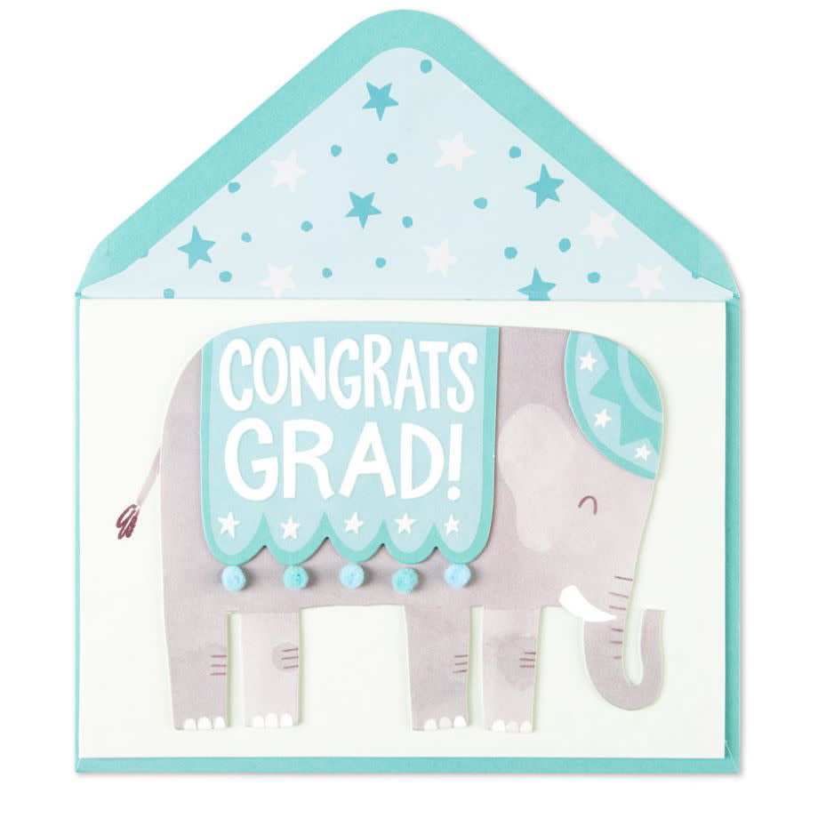 Elephant Congratulations Card-Elephant Fans-Graduation Card#Light Pink Elephant