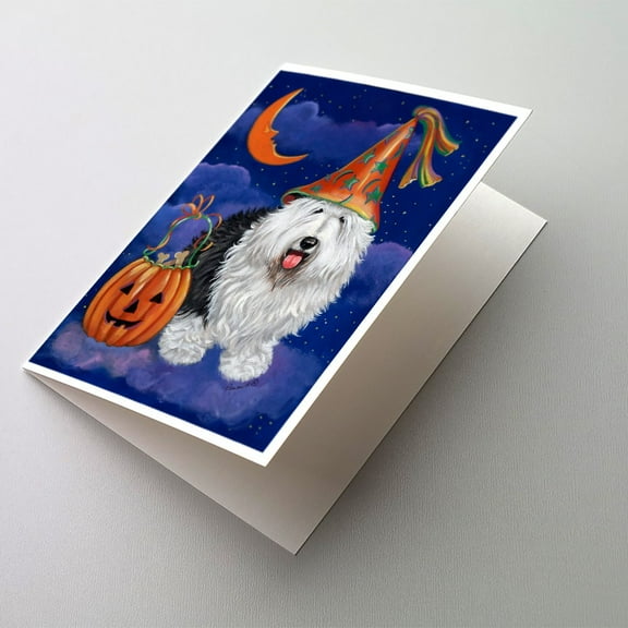 Old English Sheepdog Halloween Greeting Cards and Envelopes Pack of 8