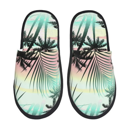

Tideii Tropical Summer Palm for Home Indoor Cotton Slippers Autumn and Winter EVA Plush Slippers Household Supplies Unisex-Large