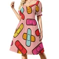 thumbnail image 3 of Vestido de manga corta con estampado s, vestidos de moda para mujer, vestido largo para mujer, 3 of 7