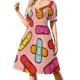 thumbnail image 3 of Vestido de manga corta con estampado s, vestidos de moda para mujer, vestido largo para mujer, 3 of 7