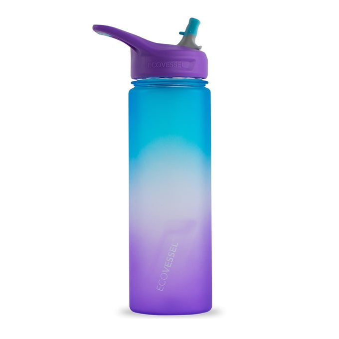 EcoVessel WAVE Tritan Plastic Sports Water Bottle with Flip Straw, Leak