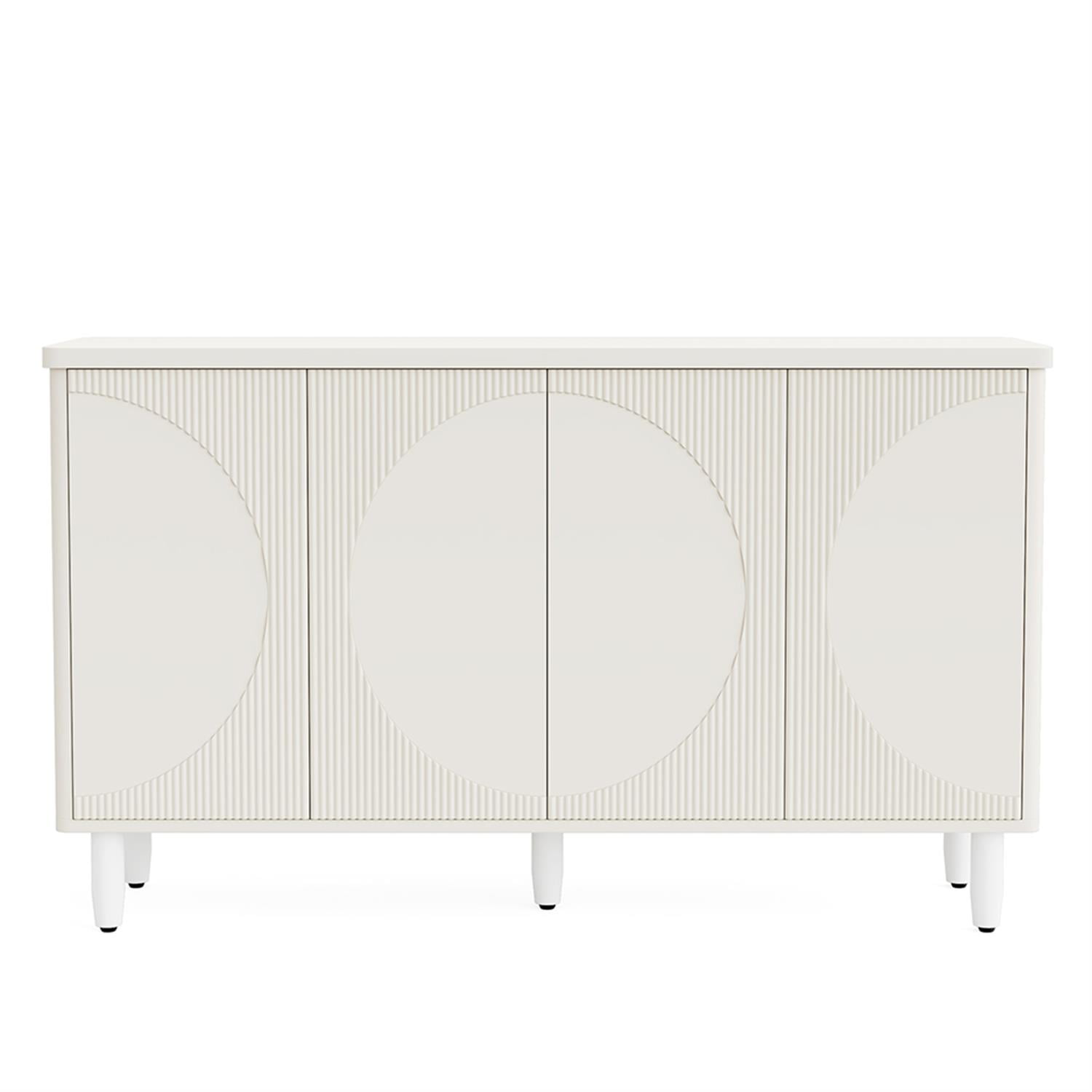 Demi Bonn 59" Sideboard Buffet Storage Cabinet with Doors, Modern Credenza Accent Cabinet for Kitchen Entryway Living Dining Room, White