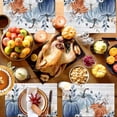 thumbnail image 5 of Fall Placemats Blue Pumpkin Place Mats for Dining Room Dinner Table Leaves Floral Wood Grain Washable Table Mats Thanksgiving Kitchen Decorations Set of 6, 5 of 6