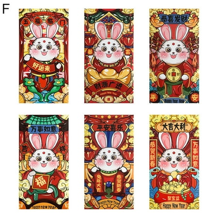 

HOVTOIL Chinese Red Packets 6Pcs Storage Exquisite Useful 2023 Year of The Rabbit Red Packets