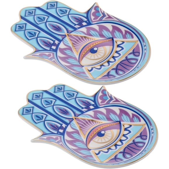 Yazoeia 2pcs Evil Eye Tray Evil Eye Decor Light House Decorations for Home Net Curtains for Windows Earrings Organizer Candle Plates and Home Decor Candlestick Ceramics Jewelry CJC912-197704