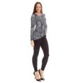 thumbnail image 1 of MBJ Womens WT1211 Print Long Sleeve High Low Top L WHITE_NAVY, 1 of 3