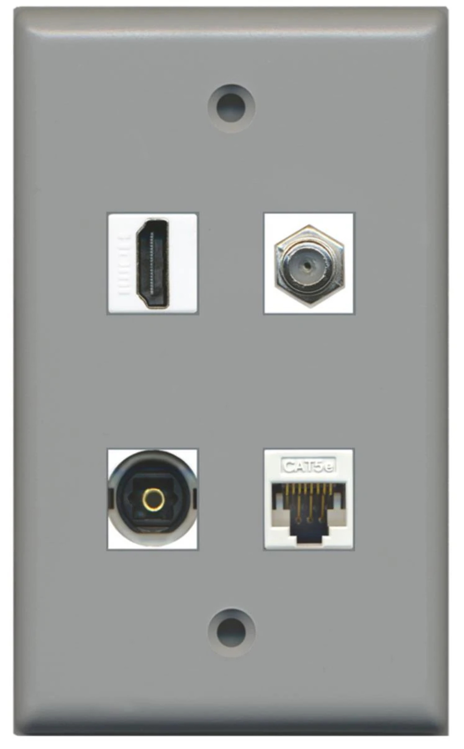 Ultra Spec Cables 1 Port HDMI Coax Toslink Cat5e Wall Plate Gray w