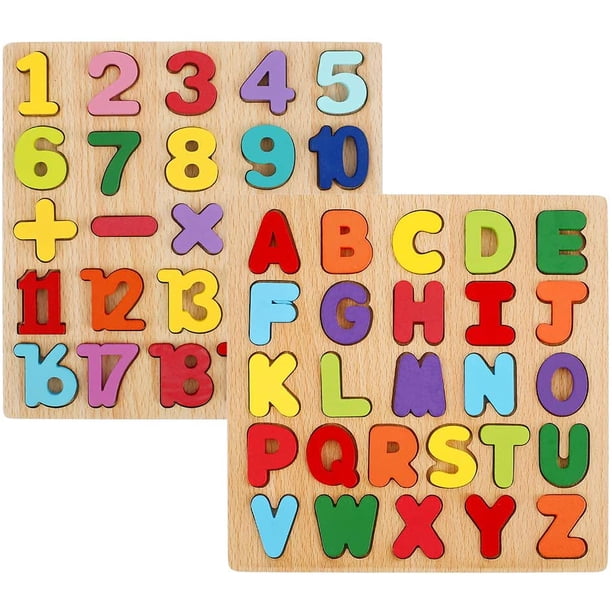 Rompecabezas de madera para niños pequeños, rompecabezas de alfabeto y