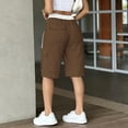 thumbnail image 5 of Bermuda Shorts for Women Cargo Shorts Knee Length Elastic Waist Long Shorts for Summer Casual with Pockets Brown XL, 5 of 6