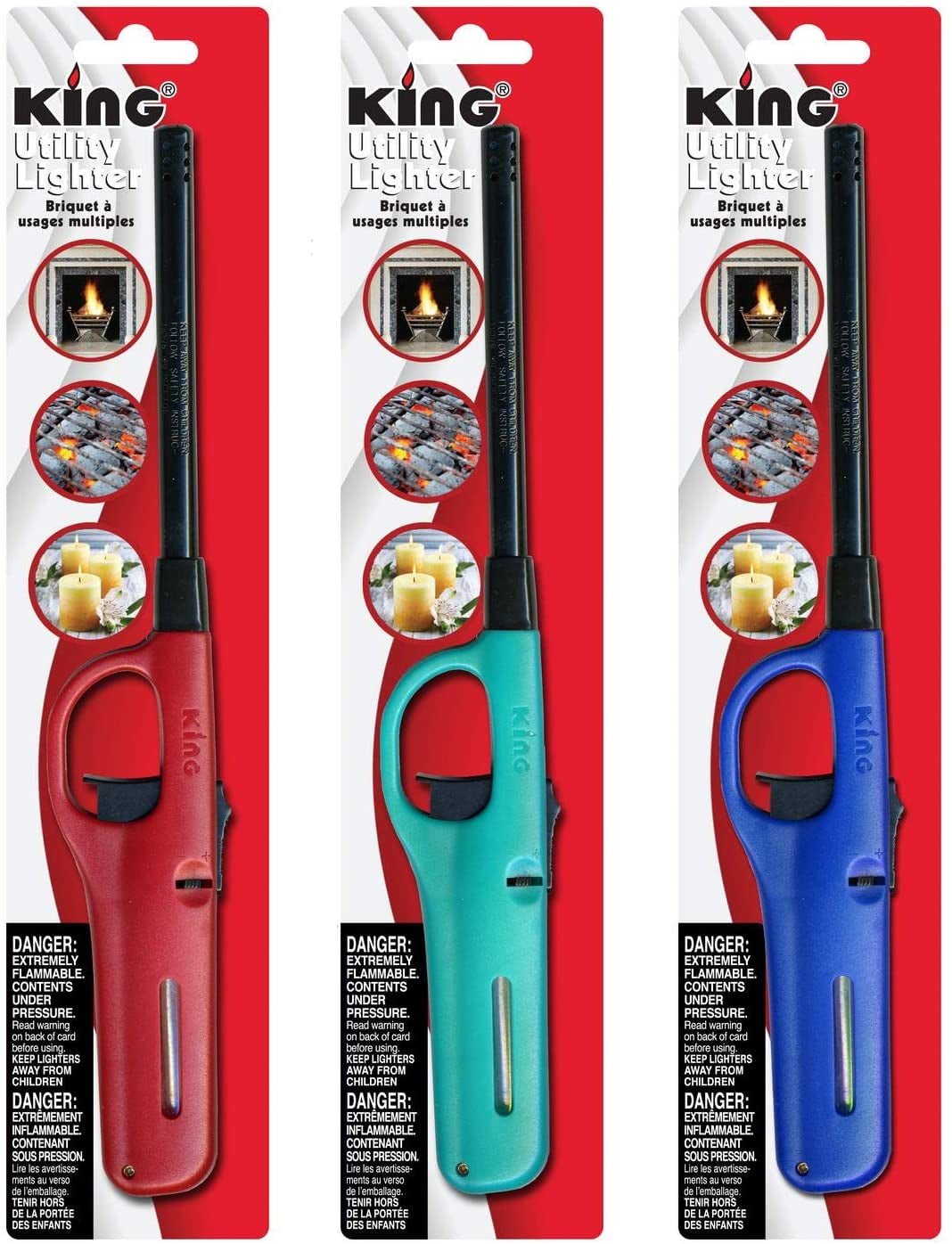 3 Pack King Multi Utility Lighter Assorted Colors - Walmart.com