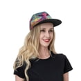 thumbnail image 4 of Flat Bill Trucker Hats for Women Men - Pink Cow In Sunflower Field Adjustable Flat Baseball Cap Snapback Hats Dad Hats for Men, 4 of 7