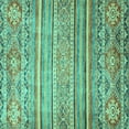 thumbnail image 1 of Ahgly Company Machine Washable Indoor Square Abstract Turquoise Blue Modern Area Rugs, 6' Square, 1 of 4