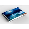 thumbnail image 2 of Ambesonne Ocean Pillow Sham 2 Pack, Moonlight over Wavy Sea, 36"x20", Navy White, 2 of 3