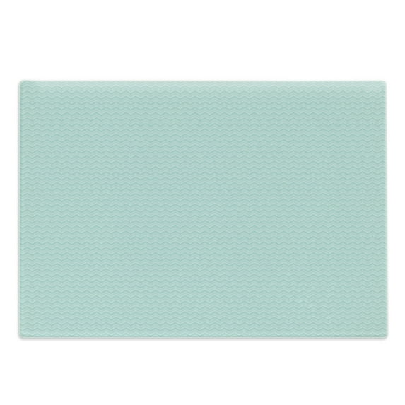 Chevron Cutting Board, Pastel Green Tones Zigzags Pattern Continuous Art Illustration, Decorative Tempered Glass Cutting and Serving Board, in 3 Sizes, by Ambesonne