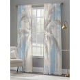 thumbnail image 4 of Palm Tree Sheer Curtains 84 Inch Length 2 Panels Set, Blue Tropical Plant Summer Retro Wood Plank Voile Window Treatment Rod Pocket Curtains Sheers Drapes for Bedroom/Living Room/Kitchen 52"x84"x2, 4 of 7