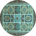 thumbnail image 1 of Ahgly Company Indoor Round Abstract Light Blue Modern Area Rugs, 4' Round, 1 of 4